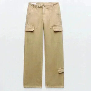Zara Womens Mid Waist Adjustable Strap Cargo Pants Size- 2  ( 26 )